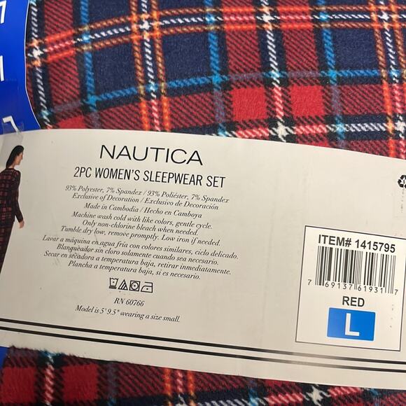 NWT Nautica Red Plaid PJ Set Size Large - Picture 4 of 4
